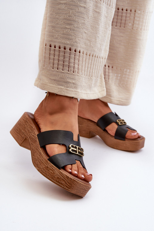 Zazoo 40412 Haut Eleganter Stil Damenhausschuhe mit goldenen Details schZuarze Farbe Zazoo 40412 Haut Eleganter Stil Damenhausschuhe mit goldenen Details schZuarze Farbe