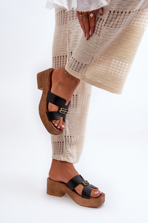 Zazoo 40412 Haut Eleganter Stil Damenhausschuhe mit goldenen Details schZuarze Farbe Zazoo 40412 Haut Eleganter Stil Damenhausschuhe mit goldenen Details schZuarze Farbe