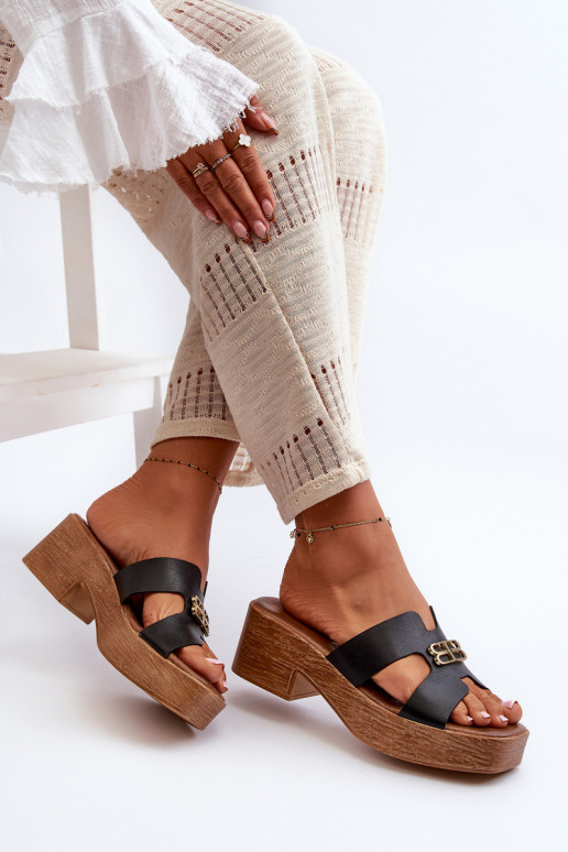 Zazoo 40412 Haut Eleganter Stil Damenhausschuhe mit goldenen Details schZuarze Farbe Zazoo 40412 Haut Eleganter Stil Damenhausschuhe mit goldenen Details schZuarze Farbe