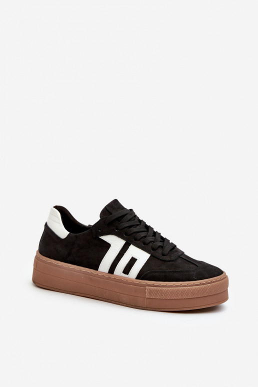 Zazoo N1095S2 Sneakers Stilvollllschuhe Haut Feminin mit einer Plattform schZuarze Farbe