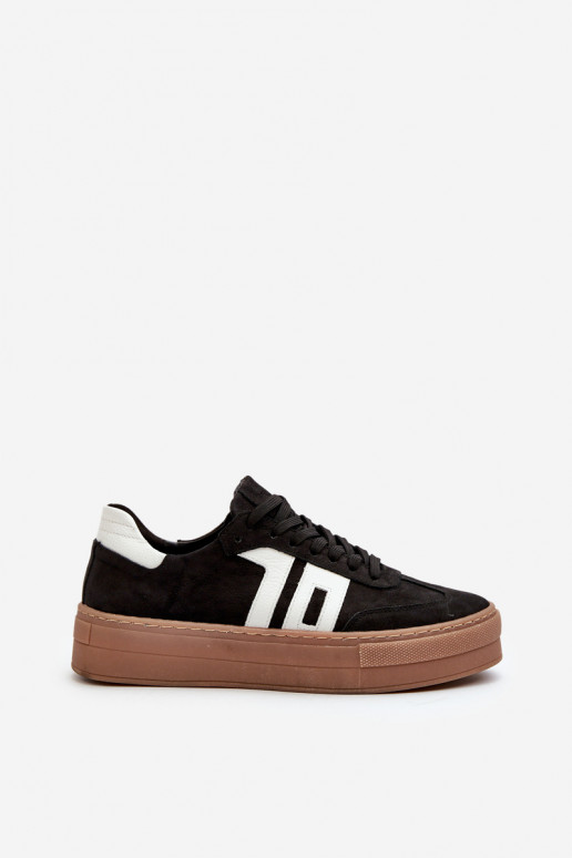 Zazoo N1095S2 Sneakers Stilvollllschuhe Haut Feminin mit einer Plattform schZuarze Farbe