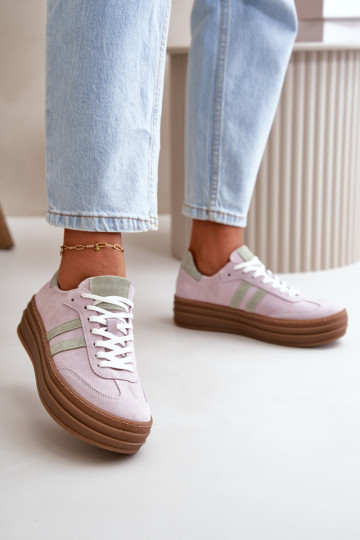 Zazoo N1068S4 Stilvollllschuhe aus INildleder-Sneakers mit einer Plattform Violette Farbe 2