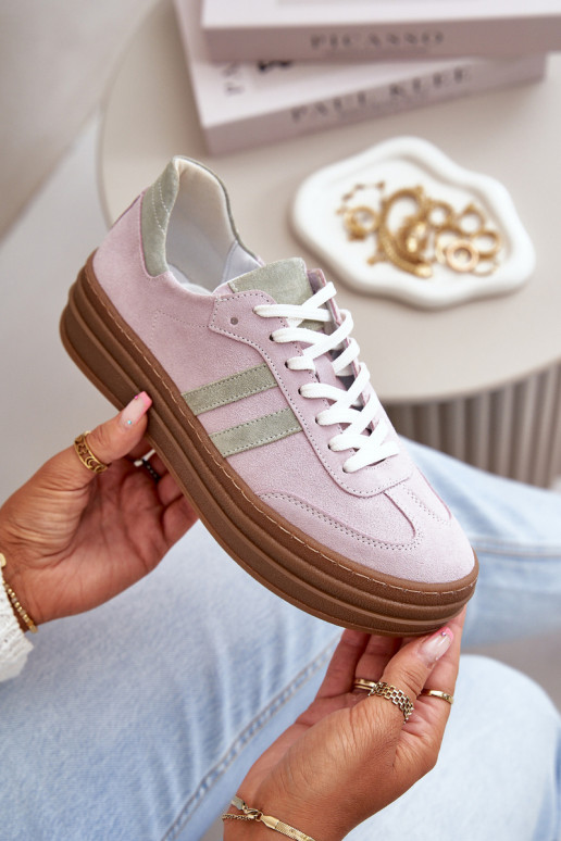 Zazoo N1068S4 Stilvollllschuhe aus INildleder-Sneakers mit einer Plattform Violette Farbe