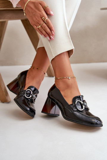 Haut Schuhe mit Ornamenten schZuarze Farbe Laura Messi 2845