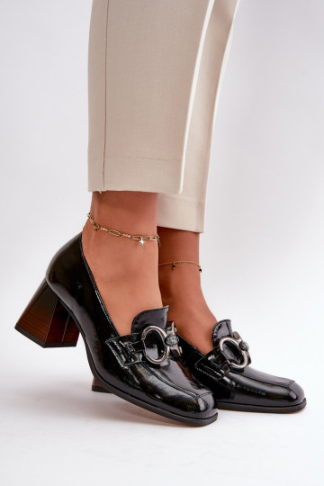 Haut Schuhe mit Ornamenten schZuarze Farbe Laura Messi 2845 2