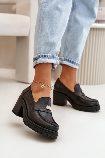 Zazoo 20168 Eleganter Stil Schuhe Feminin mit Absätzen Ermöglichtturleder schZuarze Farbe
