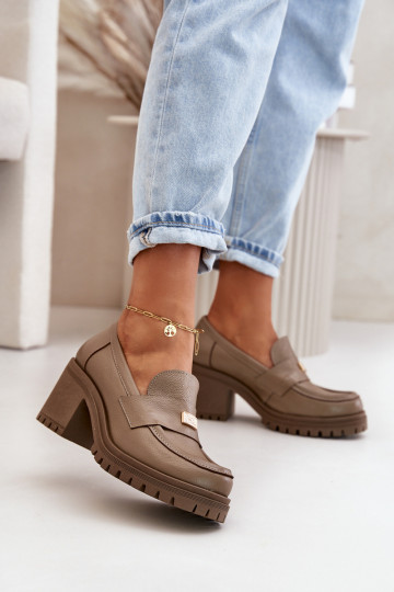 Zazoo 20168 elegante Damen Schuhe mit Absätzen aus Naturleder in sandfarbener Farbe