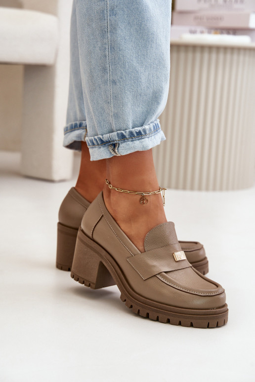 Zazoo 20168 Eleganter Stil Schuhe Feminin mit Absätzen Ermöglichtturleder Beige