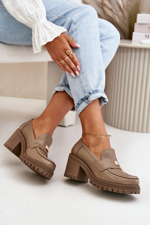 Zazoo 20168 Eleganter Stil Schuhe Feminin mit Absätzen Ermöglichtturleder Beige