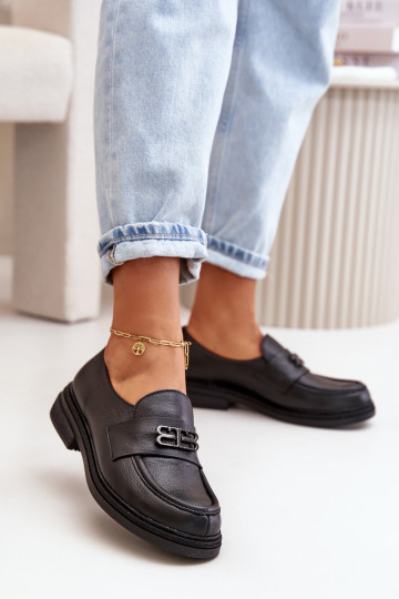 Zazoo 20174 Leder elegante Damen Schuhe mit breiten Absätzen in schwarzer Farbe