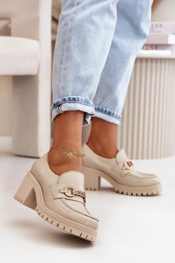 Zazoo 20175 Damen Schuhe mit Absätzen aus Naturleder in elfenbeinfarbener Farbe 2