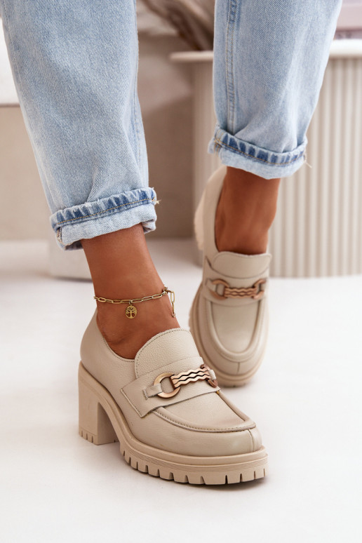 Zazoo 20175 Schuhe Feminin mit Absätzen Ermöglichtturleder elfenbeinfarbe