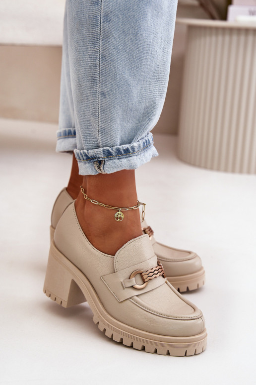 Zazoo 20175 Schuhe Feminin mit Absätzen Ermöglichtturleder elfenbeinfarbe