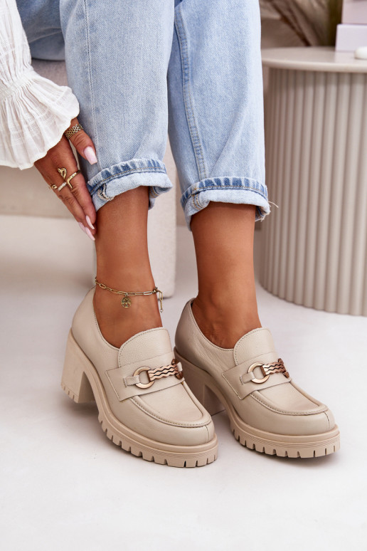 Zazoo 20175 Schuhe Feminin mit Absätzen Ermöglichtturleder elfenbeinfarbe