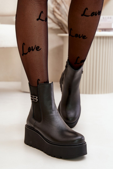 Zazoo 60498 Damenstiefel Chelsea-Stiefel mit einer Plattform I Koturnie schZuarze Farbe 2