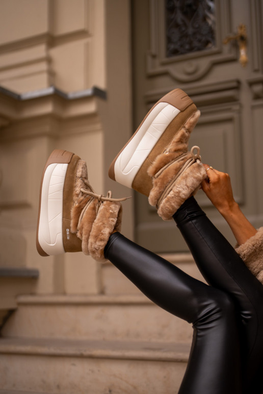 Haut Schneestiefel Feminin Auf dicker Sohle mit Pelzmantel Big Star OO274A207 braune Farbe Haut Schneestiefel Feminin Auf dicker Sohle mit Pelzmantel Big Star OO274A207 braune Farbe