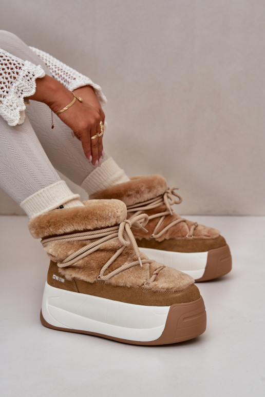 Haut Schneestiefel Feminin Auf dicker Sohle mit Pelzmantel Big Star OO274A207 braune Farbe Haut Schneestiefel Feminin Auf dicker Sohle mit Pelzmantel Big Star OO274A207 braune Farbe