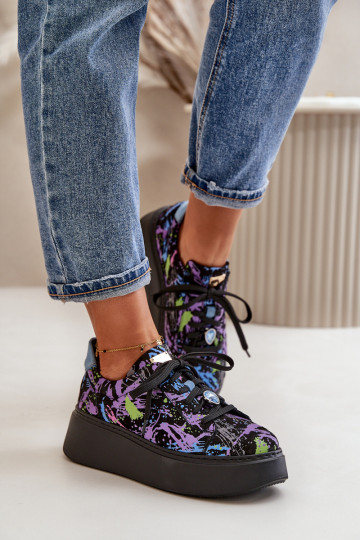 Haut Turnschuhe mit einer Plattform Es mussciejka 06191-05 Violette Farbe