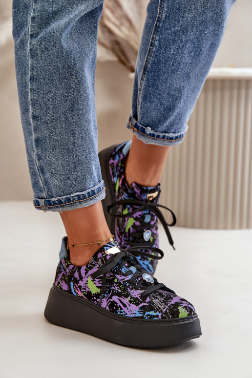 Haut Turnschuhe mit einer Plattform Es mussciejka 06191-05 Violette Farbe Haut Turnschuhe mit einer Plattform Es mussciejka 06191-05 Violette Farbe