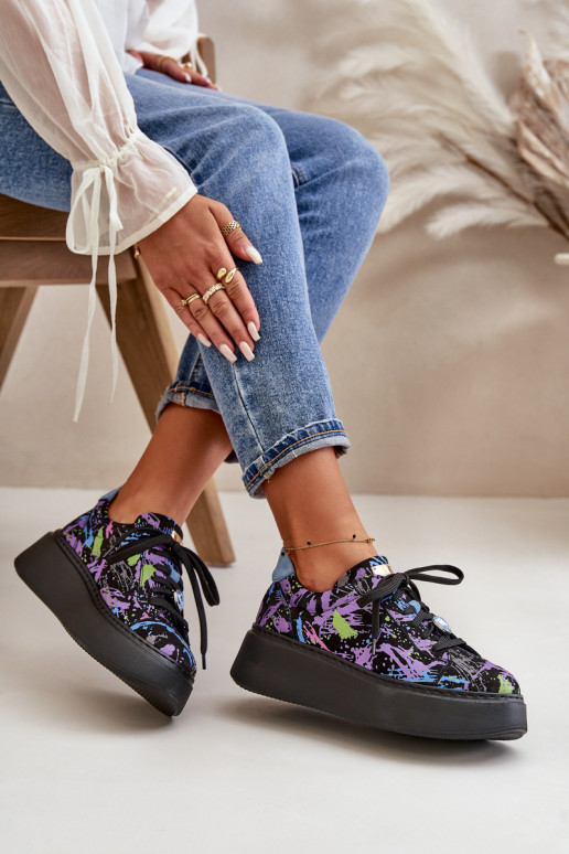 Haut Turnschuhe mit einer Plattform Es mussciejka 06191-05 Violette Farbe Haut Turnschuhe mit einer Plattform Es mussciejka 06191-05 Violette Farbe