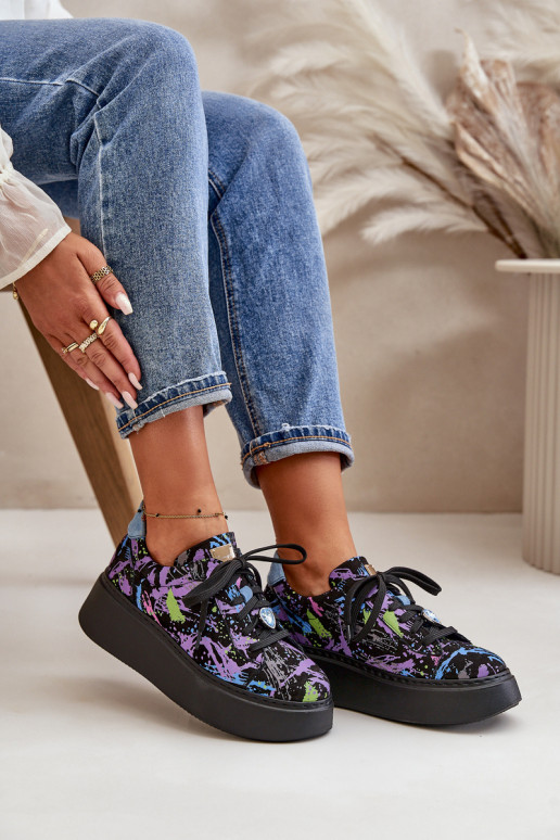 Haut Turnschuhe mit einer Plattform Es mussciejka 06191-05 Violette Farbe Haut Turnschuhe mit einer Plattform Es mussciejka 06191-05 Violette Farbe