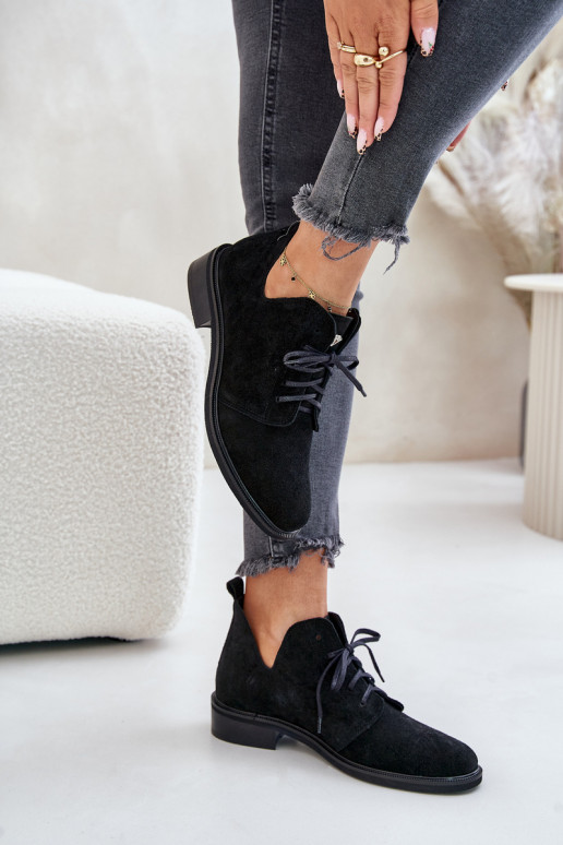 Zazoo 2959 aus INildleder Schuhe Oksfordki mit Schnürsenkeln mit breiten Absätzen schZuarze Farbe Zazoo 2959 aus INildleder Schuhe Oksfordki mit Schnürsenkeln mit breiten Absätzen schZuarze Farbe