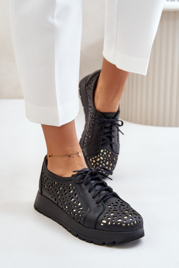 Zazoo 2973 Haut Schuhe mit einer Plattform mit durchbrochenen Elementen schZuarze Farbe