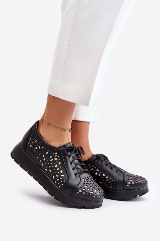 Zazoo 2973 Haut Schuhe mit einer Plattform mit durchbrochenen Elementen schZuarze Farbe Zazoo 2973 Haut Schuhe mit einer Plattform mit durchbrochenen Elementen schZuarze Farbe