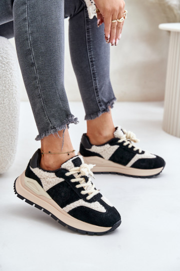 Warm gefütterte Damen-Leder-Sneaker Big Star OO274A318 HI-POLY SYSTEM, schwarz