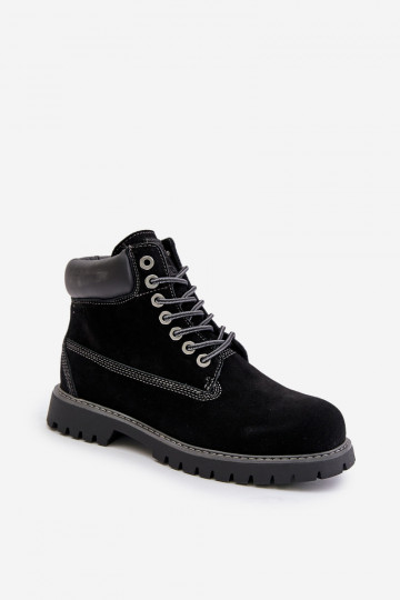 Warm gefütterte Herren-Wildlederstiefel Big Star OO174138 HI-POLY SYSTEM, schwarz