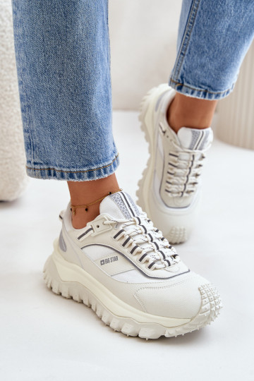 Haut Sneakers Stilvollllschuhe Feminin mit einer Plattform Big Star OO274A221 HI-POLY SYSTEM Zueiße Farbe 2