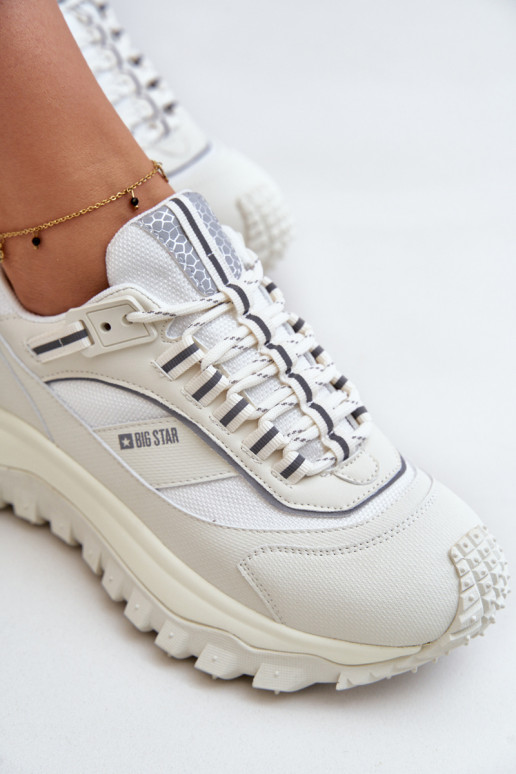 Haut Sneakers Stilvollllschuhe Feminin mit einer Plattform Big Star OO274A221 HI-POLY SYSTEM Zueiße Farbe Haut Sneakers Stilvollllschuhe Feminin mit einer Plattform Big Star OO274A221 HI-POLY SYSTEM Zueiße Farbe