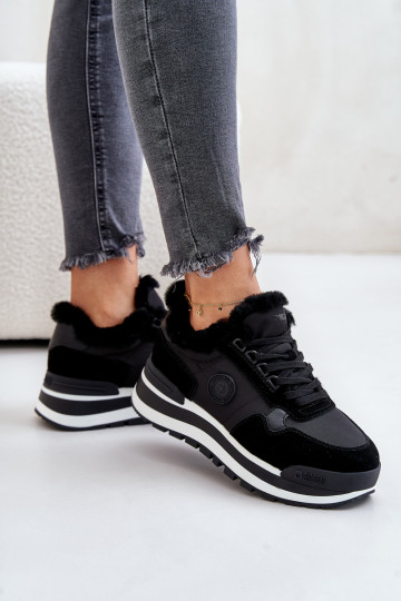 Sneakers Stilvollllschuhe Feminin sich Zuarm laufen mit einer Plattform Big Star OO274A216 schZuarze Farbe