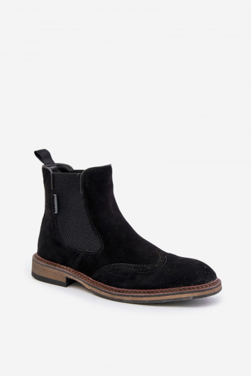 Herren-stilvolle Wildlederstiefeletten Big Star OO174192, schwarz