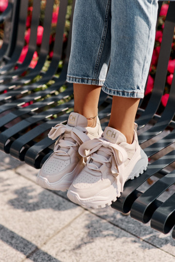 Feminin Haut Sneakers Stilvollllschuhe Beige CheBello 4583 2