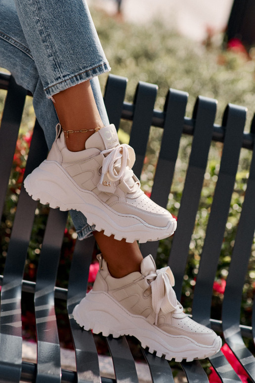 Feminin Haut Sneakers Stilvollllschuhe Beige CheBello 4583