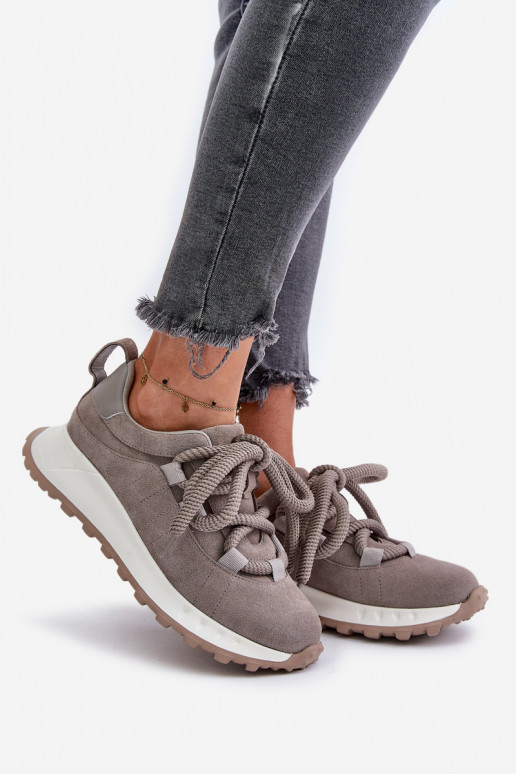 aus INildleder Sneakers Stilvollllschuhe FemininGrubym Schnürungm Artiker 54C1465 graue Farbe