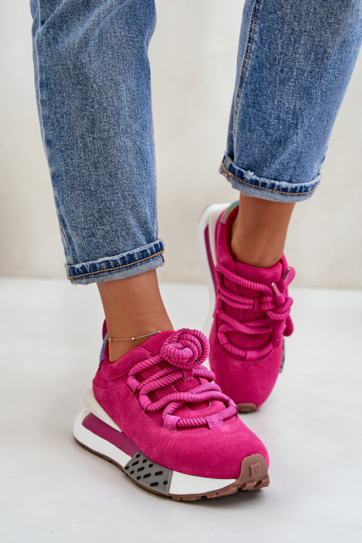 aus INildleder Sneakers Stilvollllschuhe Feminin mit einer PlattformGrubym Schnürungm Artiker 55C0086 pinke Farbe aus INildleder Sneakers Stilvollllschuhe Feminin mit einer PlattformGrubym Schnürungm Artiker 55C0086 pinke Farbe
