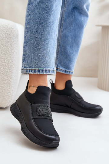 Turnschuhe mit einer Plattform Haut schZuarze Farbe Artiker 55C0035 2
