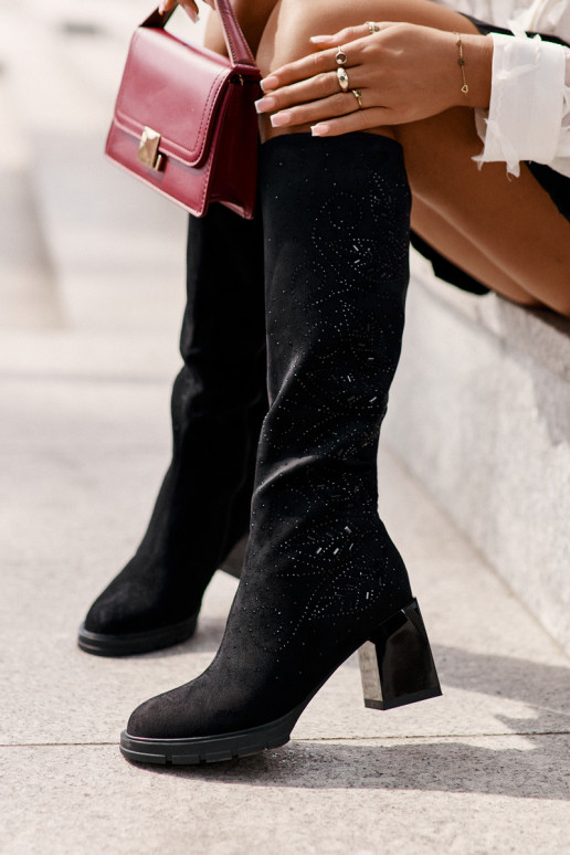 Dekoriert Damenstiefel Gegen die Straße sich Zuarm laufen mit Absätzen MR880-158 schZuarze Farbe Dekoriert Damenstiefel Gegen die Straße sich Zuarm laufen mit Absätzen MR880-158 schZuarze Farbe