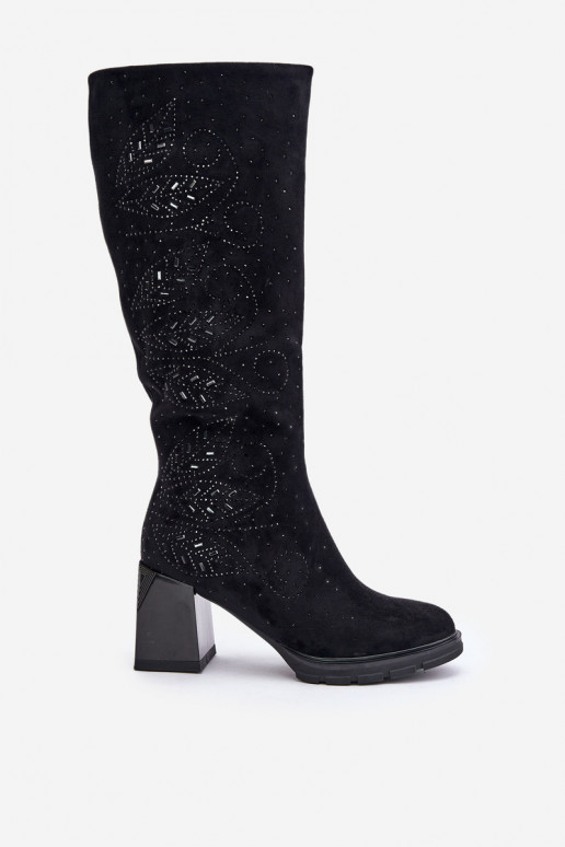 Dekoriert Damenstiefel Gegen die Straße sich Zuarm laufen mit Absätzen MR880-158 schZuarze Farbe Dekoriert Damenstiefel Gegen die Straße sich Zuarm laufen mit Absätzen MR880-158 schZuarze Farbe