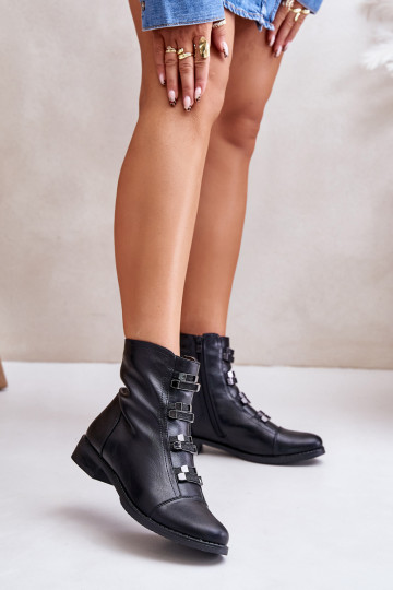 Gefütterte Damen-Stiefeletten für den Alltag schwarze Farbe Evalith 2