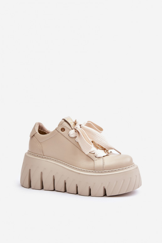 Sneakers Stilvollllschuhe Feminin mit modischer Es mussssivsohle mit goldenen Details CheBello 4530 Beige Sneakers Stilvollllschuhe Feminin mit modischer Es mussssivsohle mit goldenen Details CheBello 4530 Beige