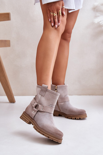 INildlederschuhe Feminin mit breiten Absätzen LeZuski 3610 Cappuccino-Farbe 2