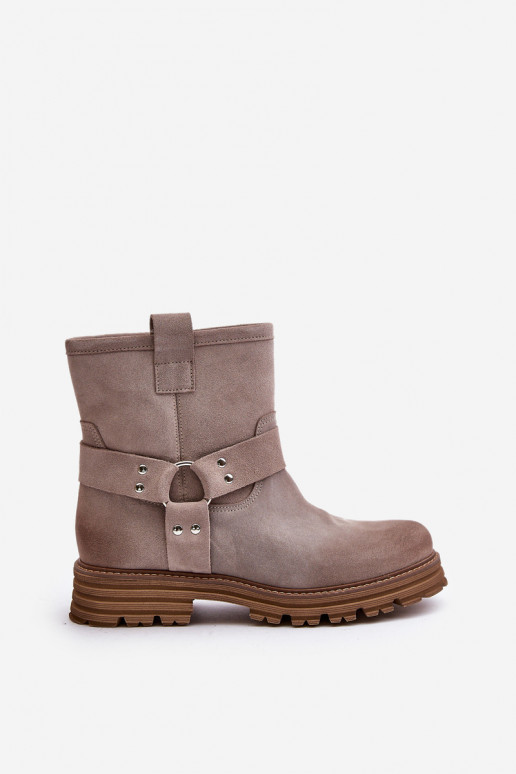 INildlederschuhe Feminin mit breiten Absätzen LeZuski 3610 Cappuccino-Farbe INildlederschuhe Feminin mit breiten Absätzen LeZuski 3610 Cappuccino-Farbe