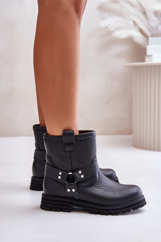 Haut Damenstiefel mit breiten Absätzen LeZuski 3610 schZuarze Farbe Haut Damenstiefel mit breiten Absätzen LeZuski 3610 schZuarze Farbe