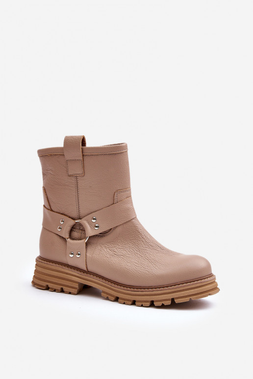 Haut Damenstiefel mit breiten Absätzen LeZuski 3610 Beige Haut Damenstiefel mit breiten Absätzen LeZuski 3610 Beige