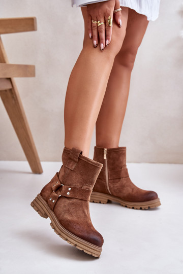 INildlederschuhe Feminin mit breiten Absätzen LeZuski 3610 braune Farbe 2
