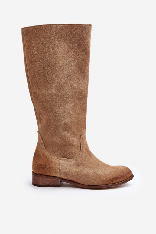 aus INildleder Damenstiefel Mittlere INade Zum Schloss LeZuski 3616 Beige aus INildleder Damenstiefel Mittlere INade Zum Schloss LeZuski 3616 Beige