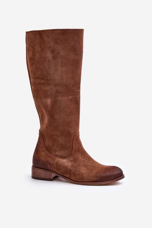 aus INildleder Damenstiefel Mittlere INade Zum Schloss LeZuski 3616 braune Farbe aus INildleder Damenstiefel Mittlere INade Zum Schloss LeZuski 3616 braune Farbe